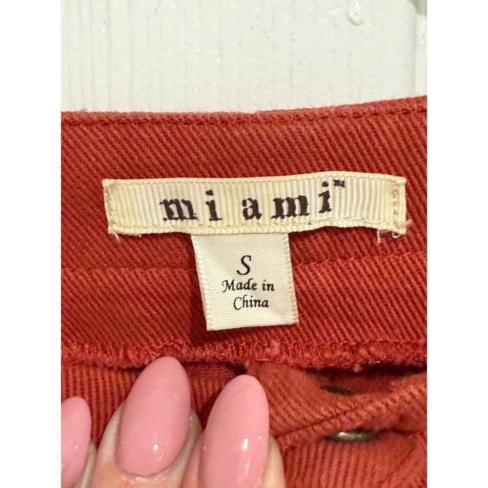 Fall Burnt Orange Cotton Denim Button Front Mini‎ Skirt Small WS30002 - Picture 2 of 4